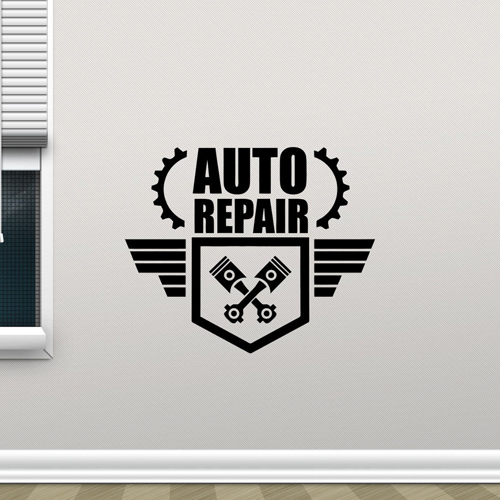 Наклейки на стены для ремонта  – обзор и цена Auto Repair Shop Logo